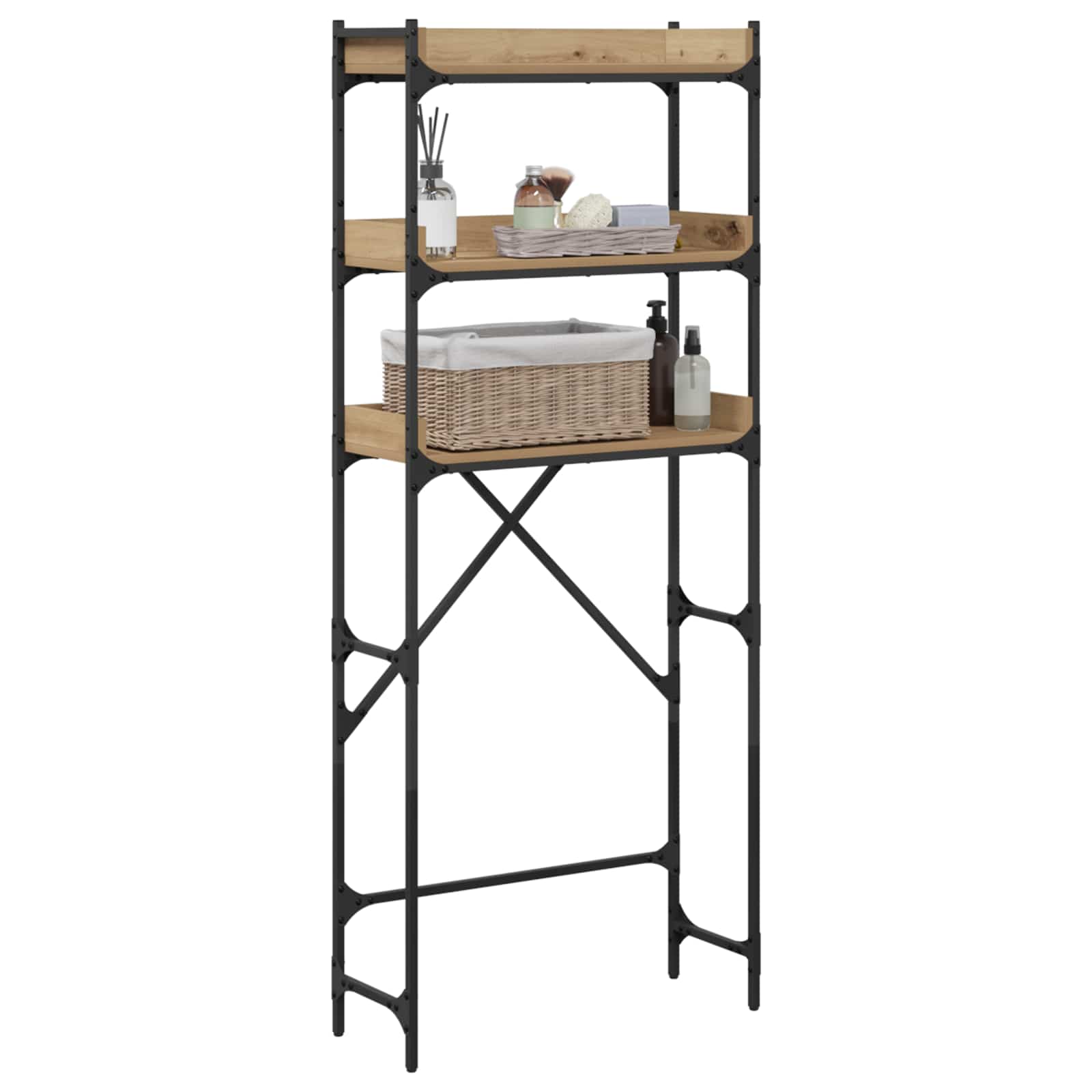 Pesumasina riiul riiuliga Käsitööpuu 67 x 25 x 163 cm Tehispuit