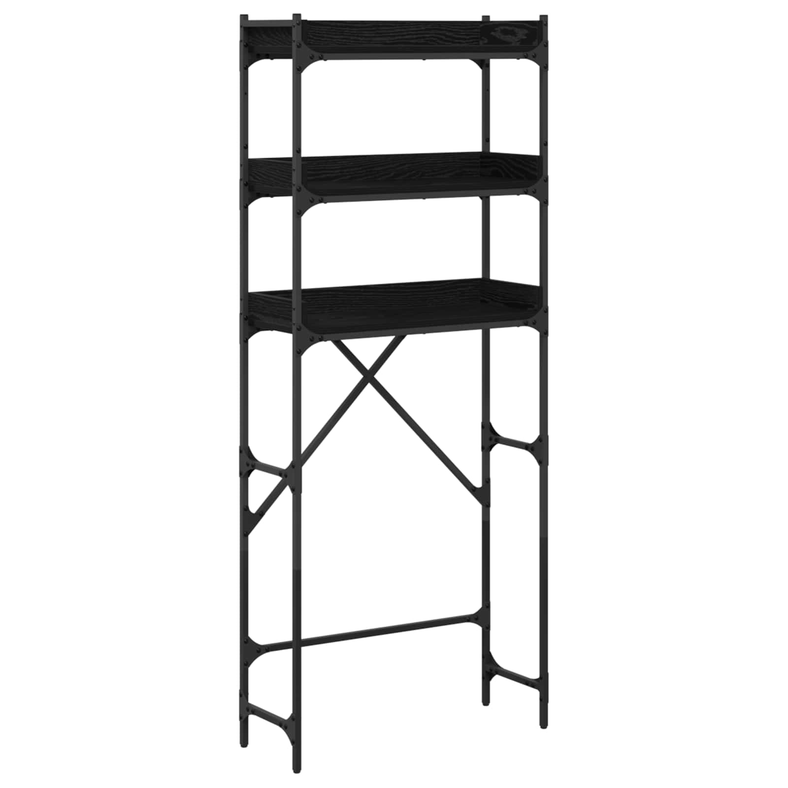 Pesumasina riiul riiuliga Must 0ak 67 x 25 x 163 cm Tehispuit
