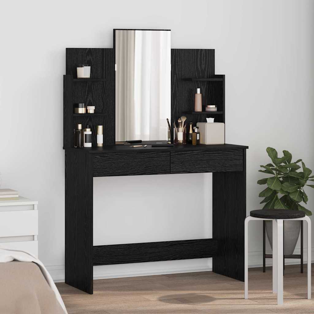Peegliga riietumislaud Must tamm 96 x 39 x 142 cm Tehispuit