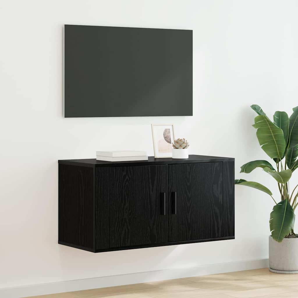 Seinale kinnitatav TV kapp 80 x 34.5 x 40 cm Must tamm