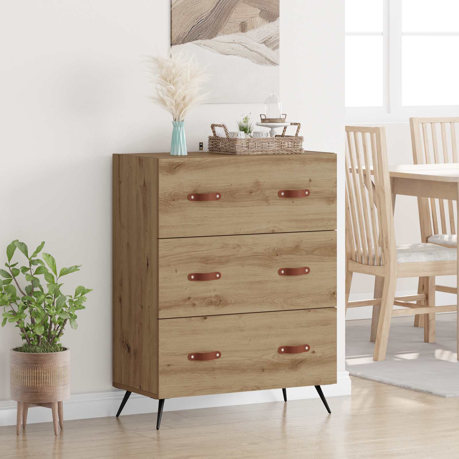 Õhupoli 3-Sahtel Käsitöö Tamm 69,5 x 34 x 90 cm Töödeldud puit
