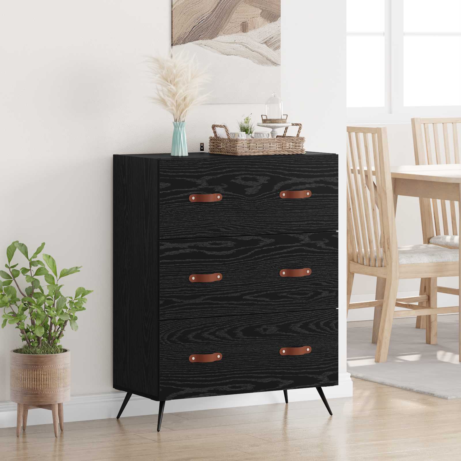 Õhupoli sahtliga Must Tamm 69,5 x 34 x 90 cm Töödeldud puit
