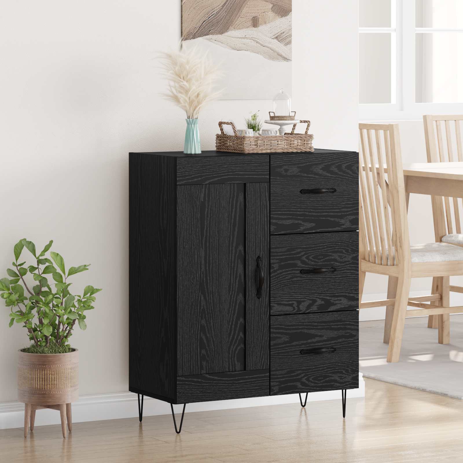 Kõide sahtliga Must Tamm 69,5 x 34 x 90 cm Töödeldud puit