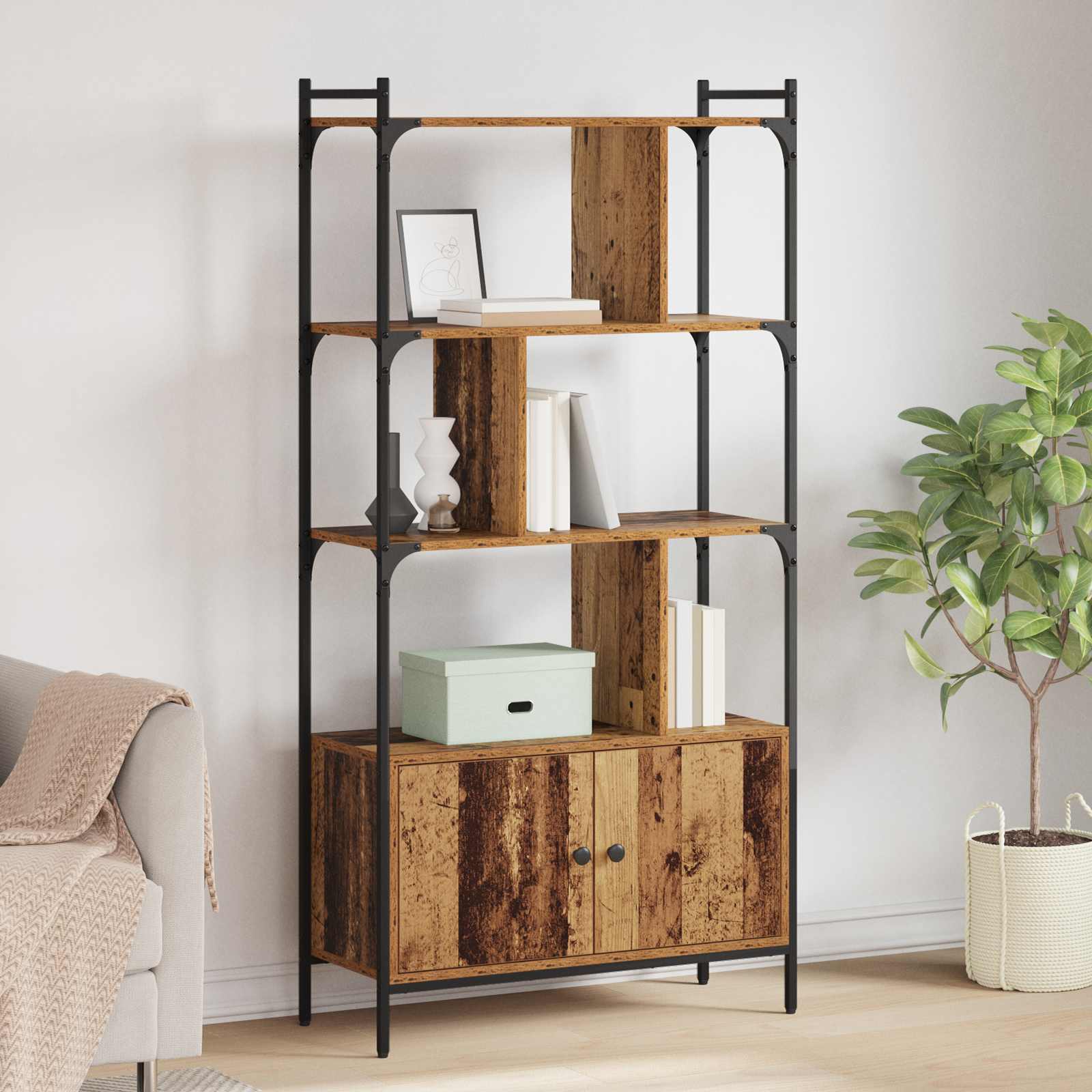 Raamatukapp 6 tasandit 76,5 x 30 x 154,5 cm Tehispuit