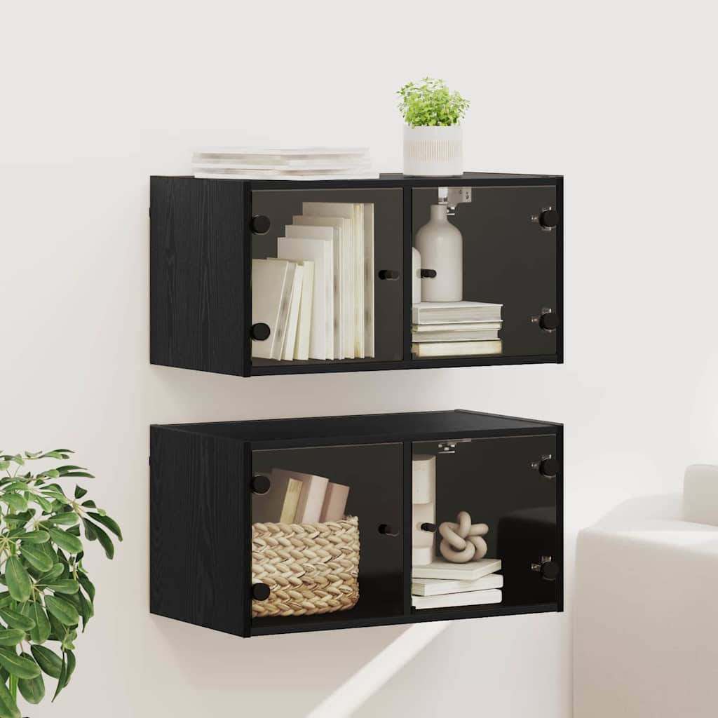 Seinakapid 2 tk 68 x 37 x 35 cm Tehispuit Must tamm