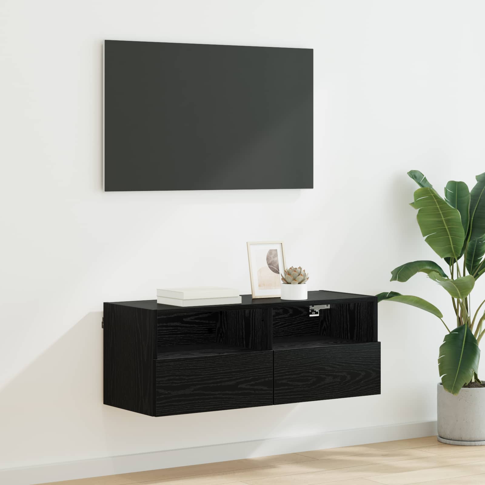 TV Seina Kapp 80 x 30 x 30 cm Must tamm Tehispuit