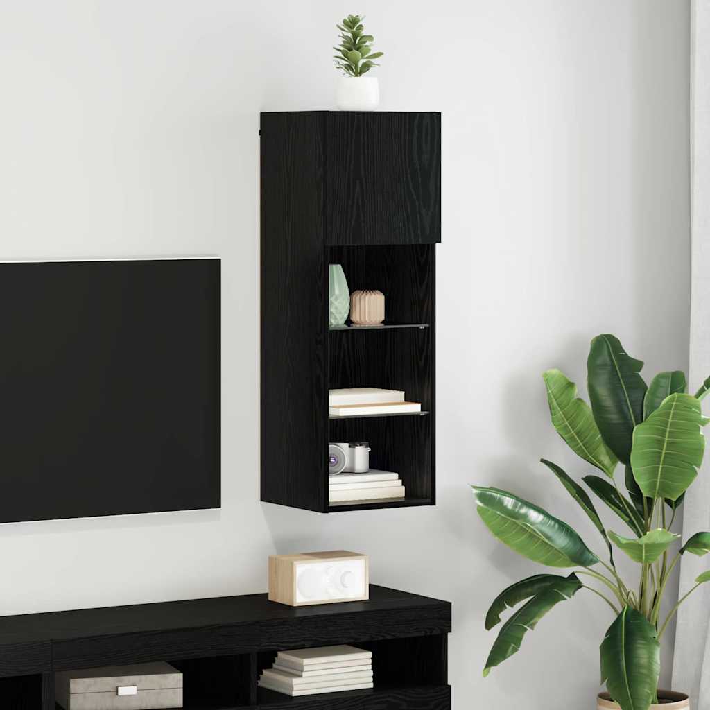 Seinale paigaldatav TV kapp 30,5 x 30 x 90 cm Must tamm