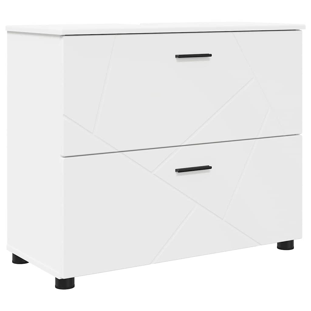Vannitoa kapp uksega Valge 76,5 x 35 x 64 cm Tehispuit & Metall