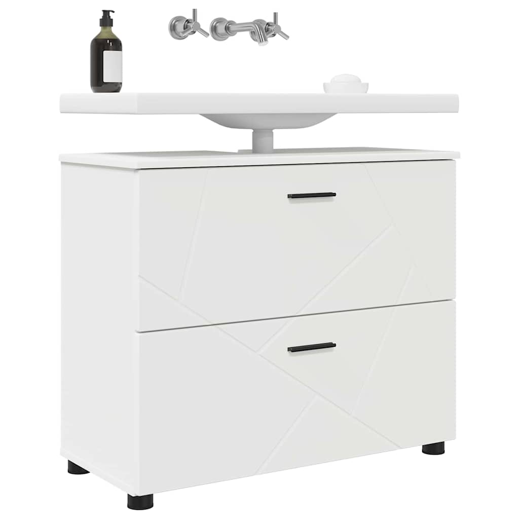 Vannitoa kapp uksega Valge 76,5 x 35 x 64 cm Tehispuit & Metall