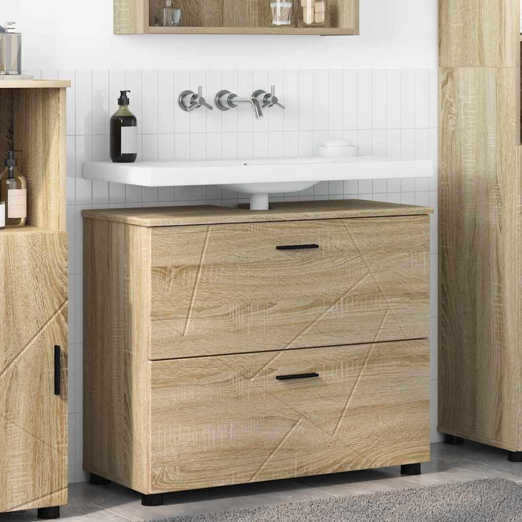 Vannitoa kapp Sonoma tamm 76,5 x 35 x 64 cm Tehispuit, Metall