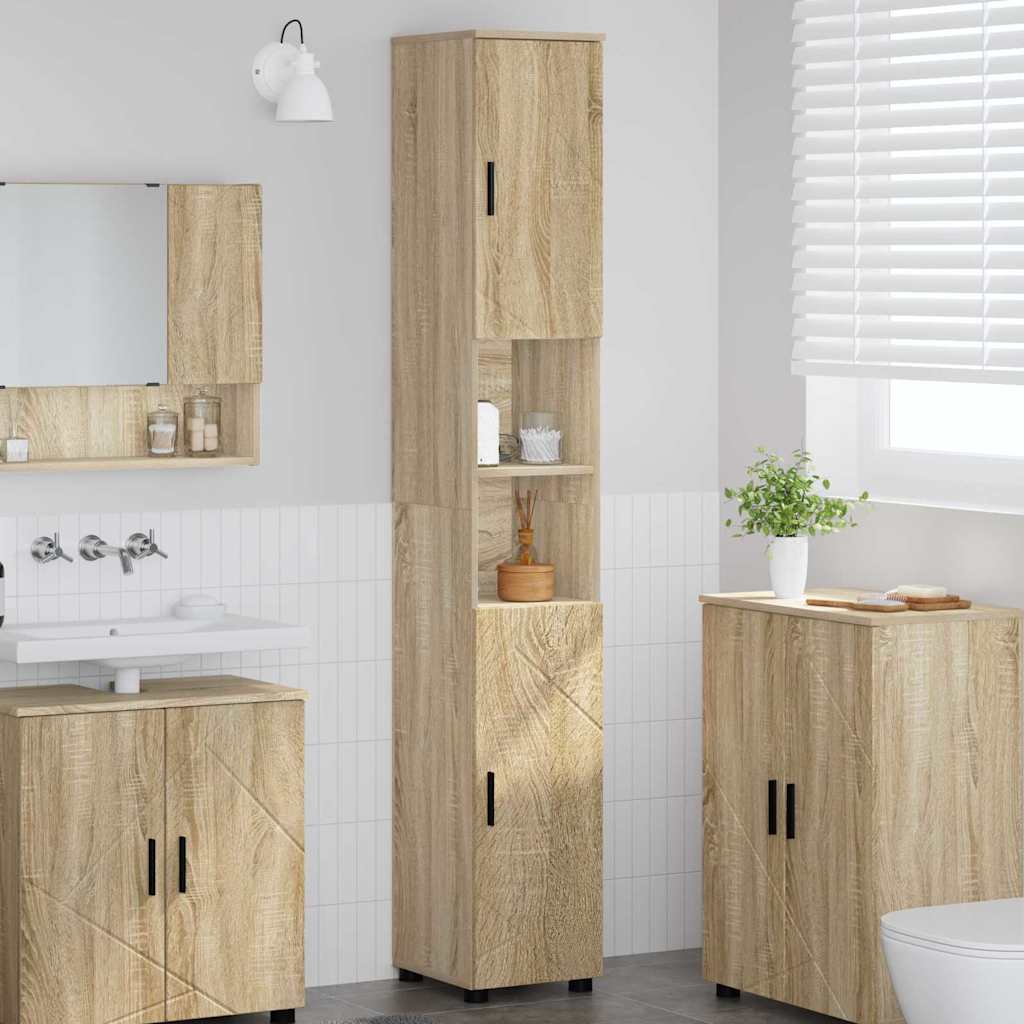 Vannitoa kapp Sonoma tamm 30 x 35 x 192 cm Tehispuit & Metall