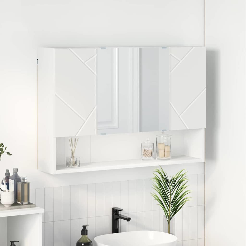Peeglikapp Valge 80 x 17 x 55 cm Tehispuit