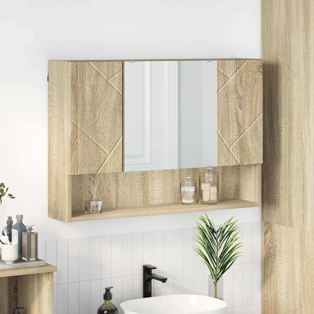 Peeglikapp ladustamisega Sonoma tamm 80 x 17 x 55 cm Tehispuit