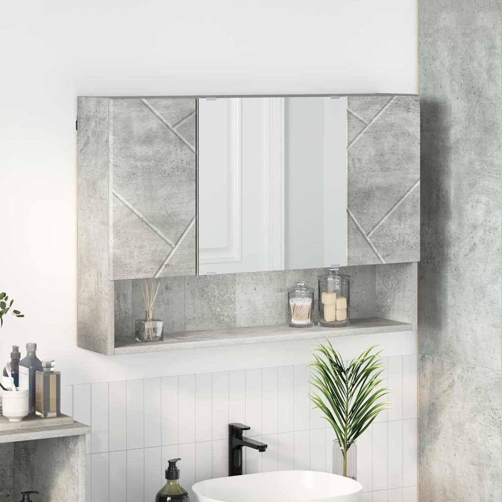 Peeglikapp ladustamisega Betoonhall 80 x 17 x 55 cm Tehispuit