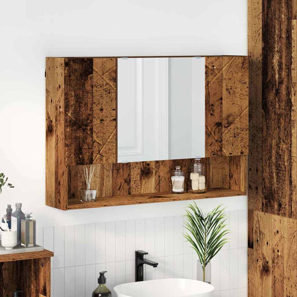 Peeglikapp ladustamisega Vana puit 80 x 17 x 55 cm Tehispuit