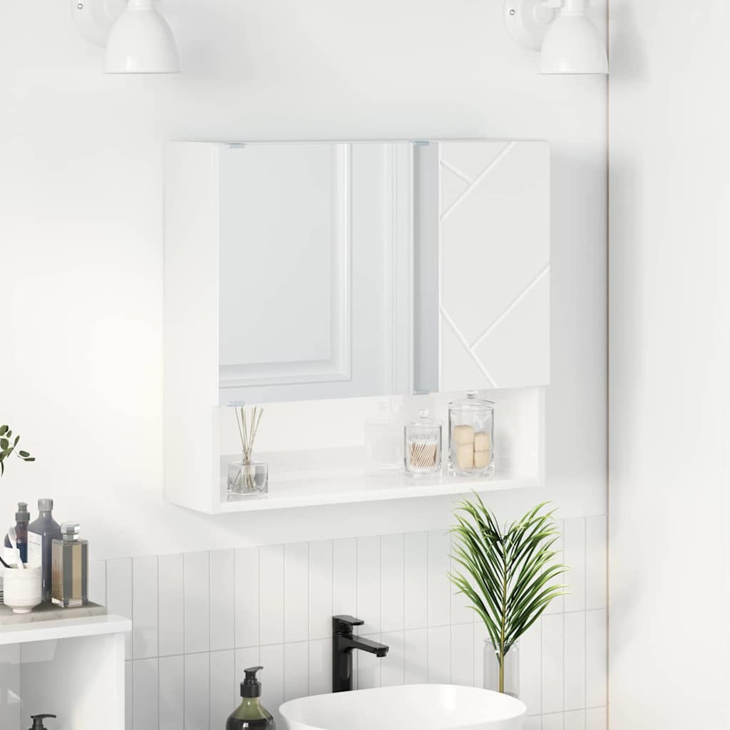 Peeglikapp Kergelt läikiv valge 59 x 17 x 55 cm Tehispuit