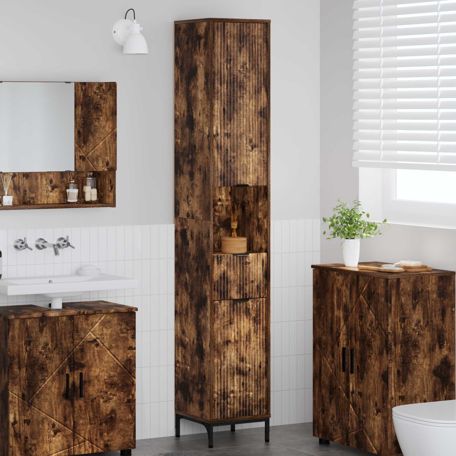Vannitoa kapp Suitsetatud tamm 31,5 x 33 x 190 cm
