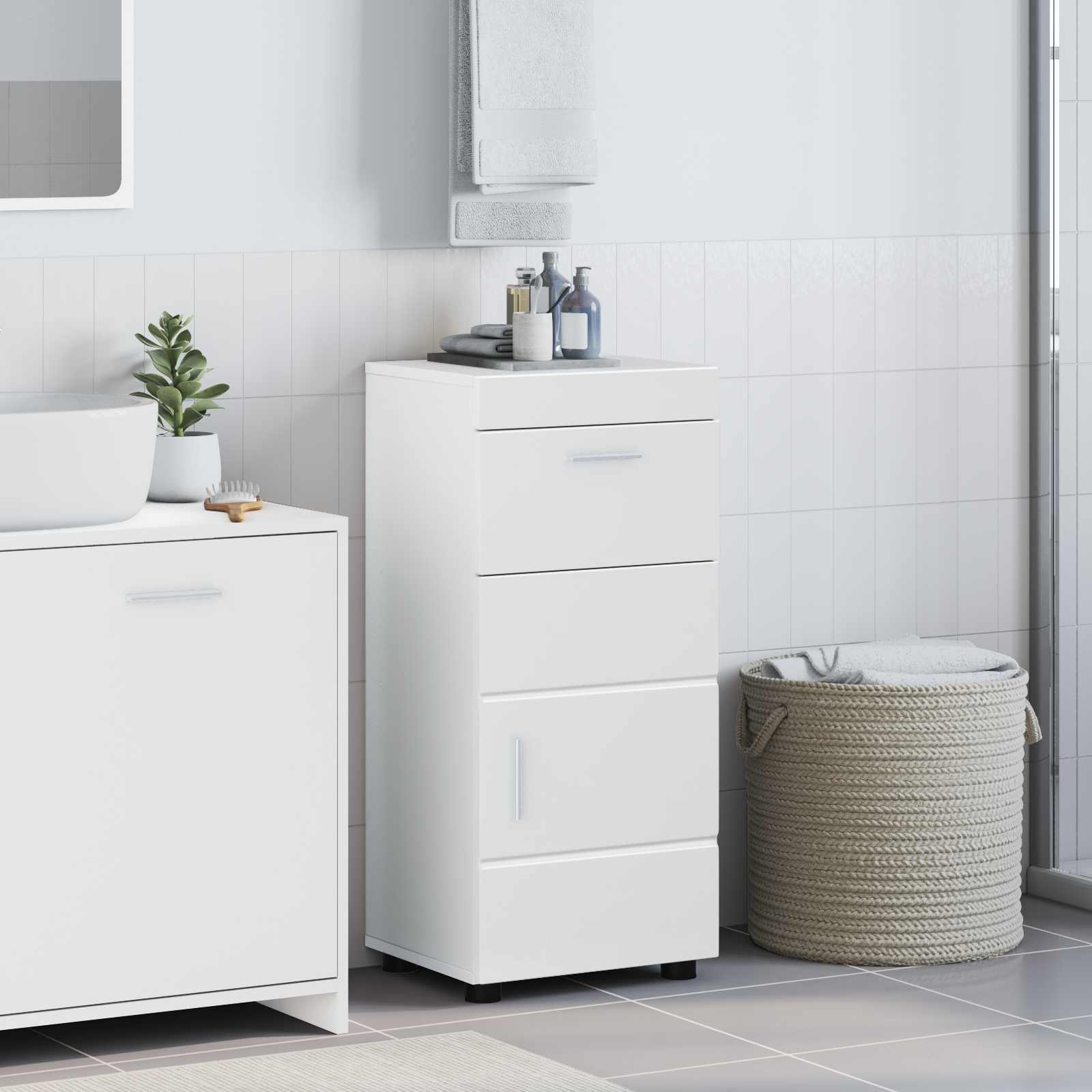 Vannitoa kapikomplekt TULUM Kergelt läikiv valge