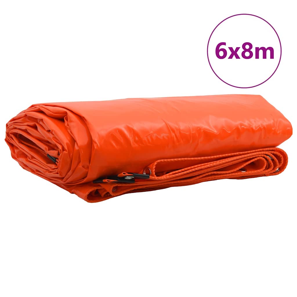 Tarpaulin 650g / m² Oranž 6 x 8 m Lõuend PVC kattega