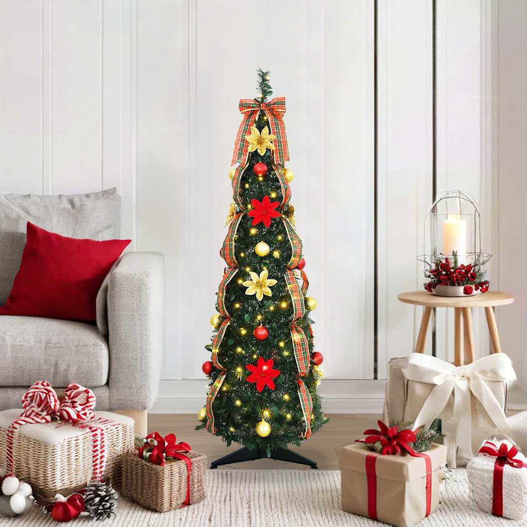 Tehisjõulupuu koos 50 LED-iga koos alusega Roheline 125 cm PVC