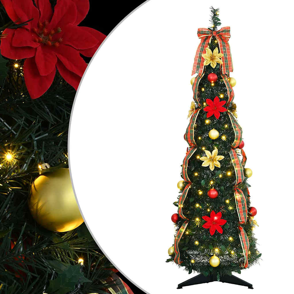 Tehisjõulupuu koos 50 LED-iga koos alusega Roheline 125 cm PVC