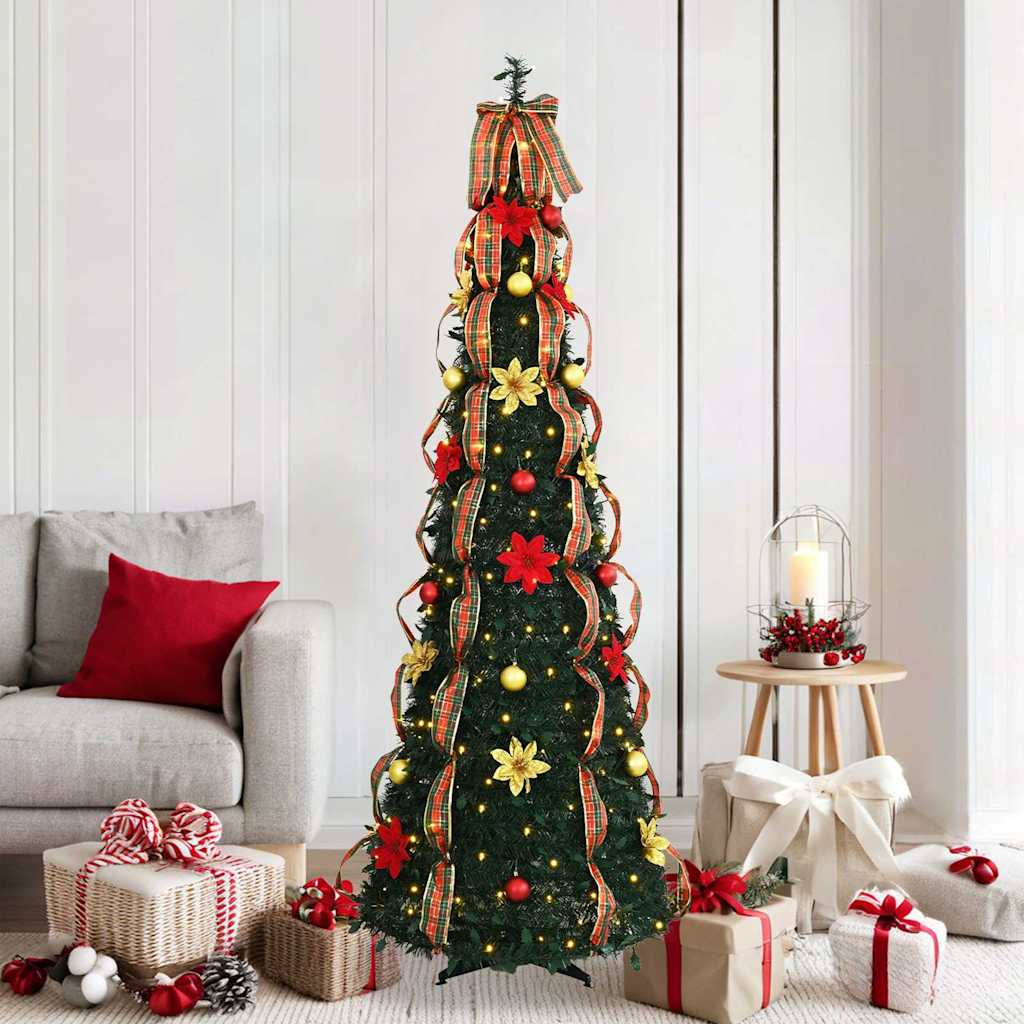 Tehisjõulupuu koos 150 LED-iga koos alusega Roheline 185 cm PVC