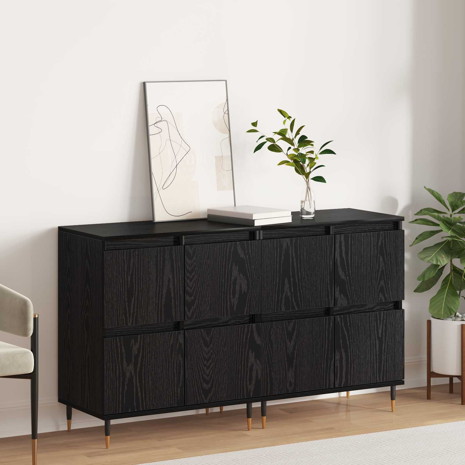 Hoiukapp 2 tk Must tamm 60 x 35 x 70 cm