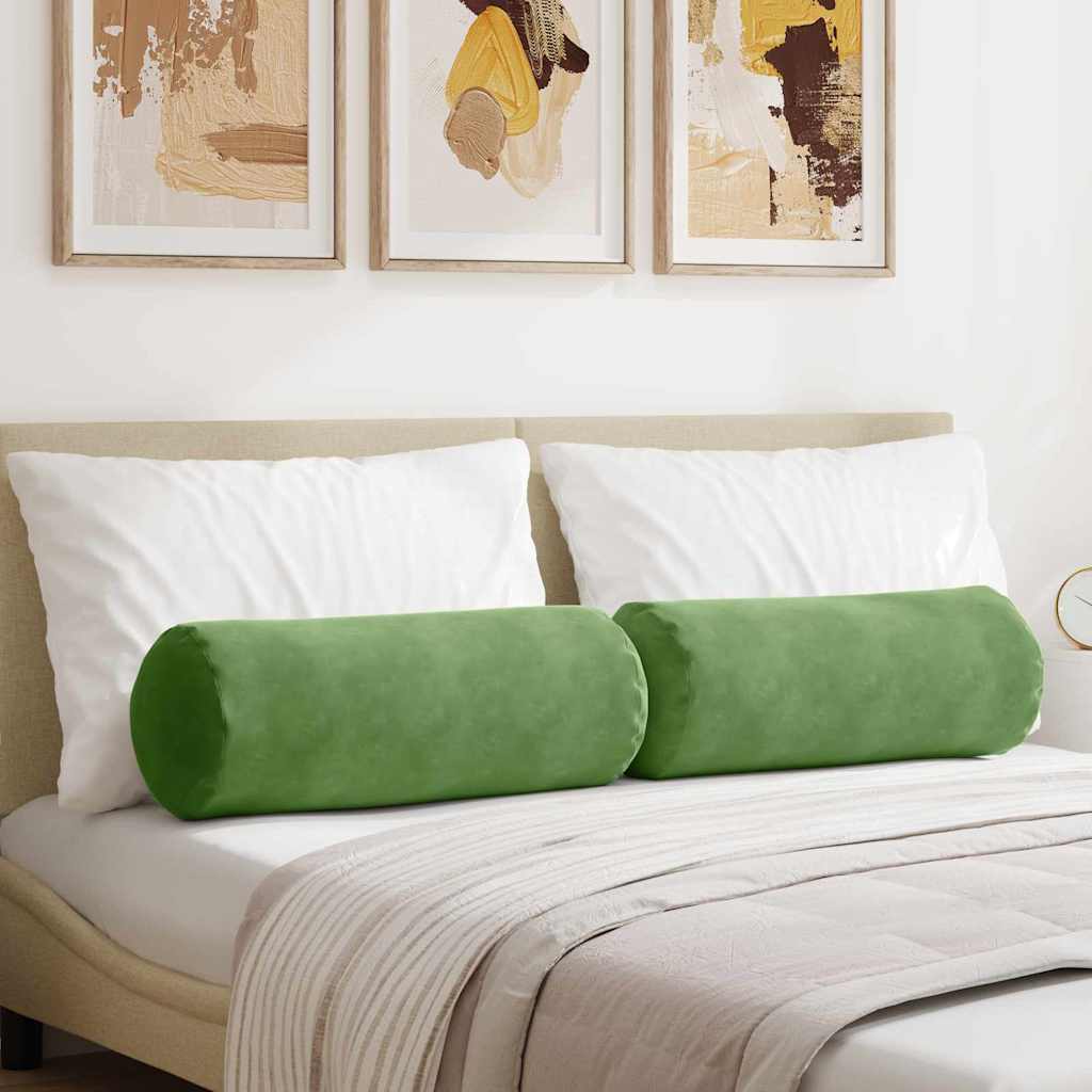 Padjad 2 pcs Hele roheline Ø 25 x 70 cm Korter kangas