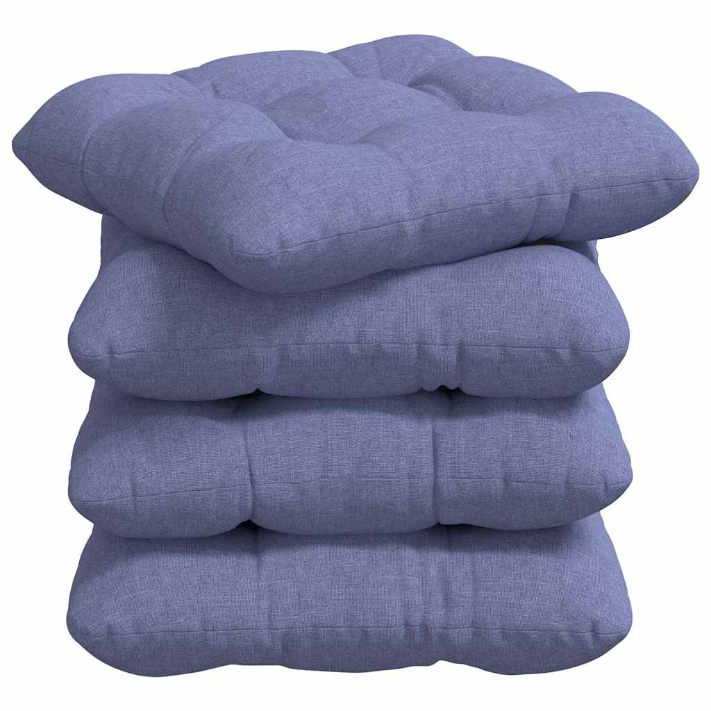 Istumispatjad 4 tk kangas Jeans sinine 40 x 40 x 12 cm