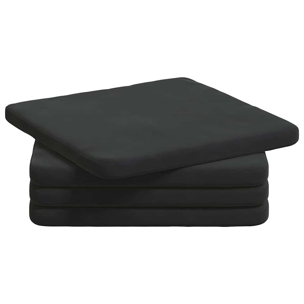 Istumispatjad 4 tk Samet Must 40 x 40 x 3 cm