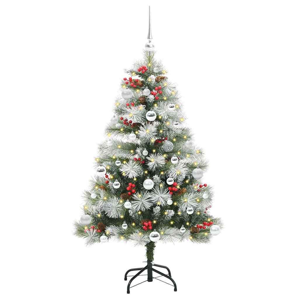 Tehisjõulupuu Roheline ja valge 150 cm PVC, metall ja plastik
