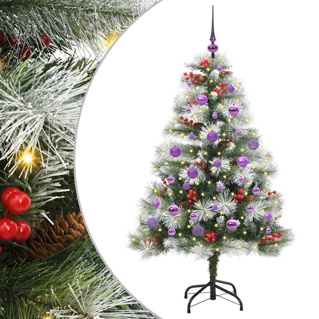 Tehisjõulupuu Roheline ja valge 150 cm PVC, metall ja plastik