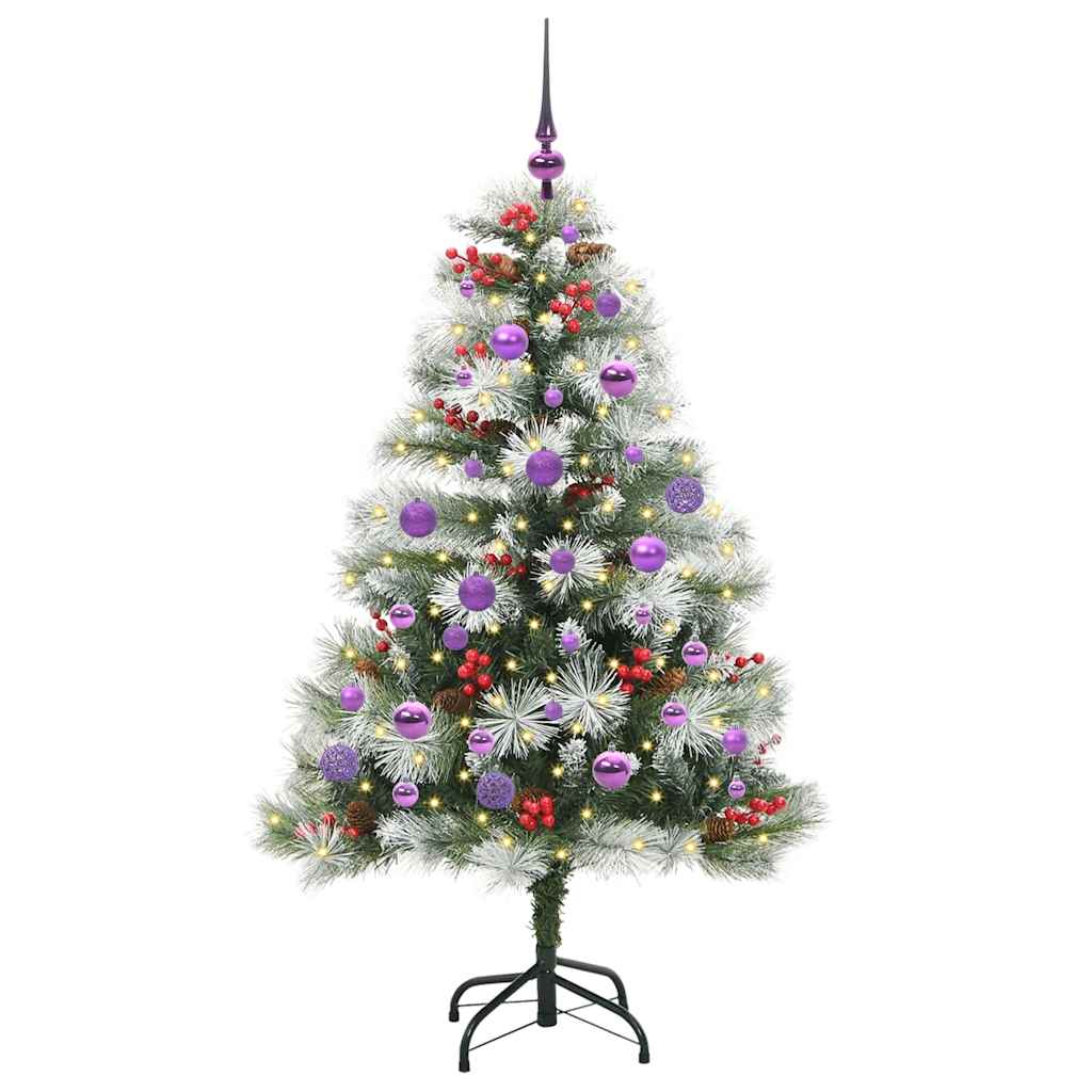Tehisjõulupuu Roheline ja valge 150 cm PVC, metall ja plastik