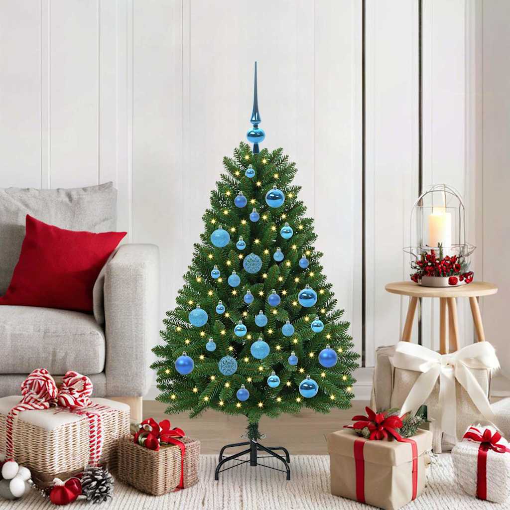 Tehisjõulupuu 120 cm 150 LED-i Soe valge PVC ja teras Roheline