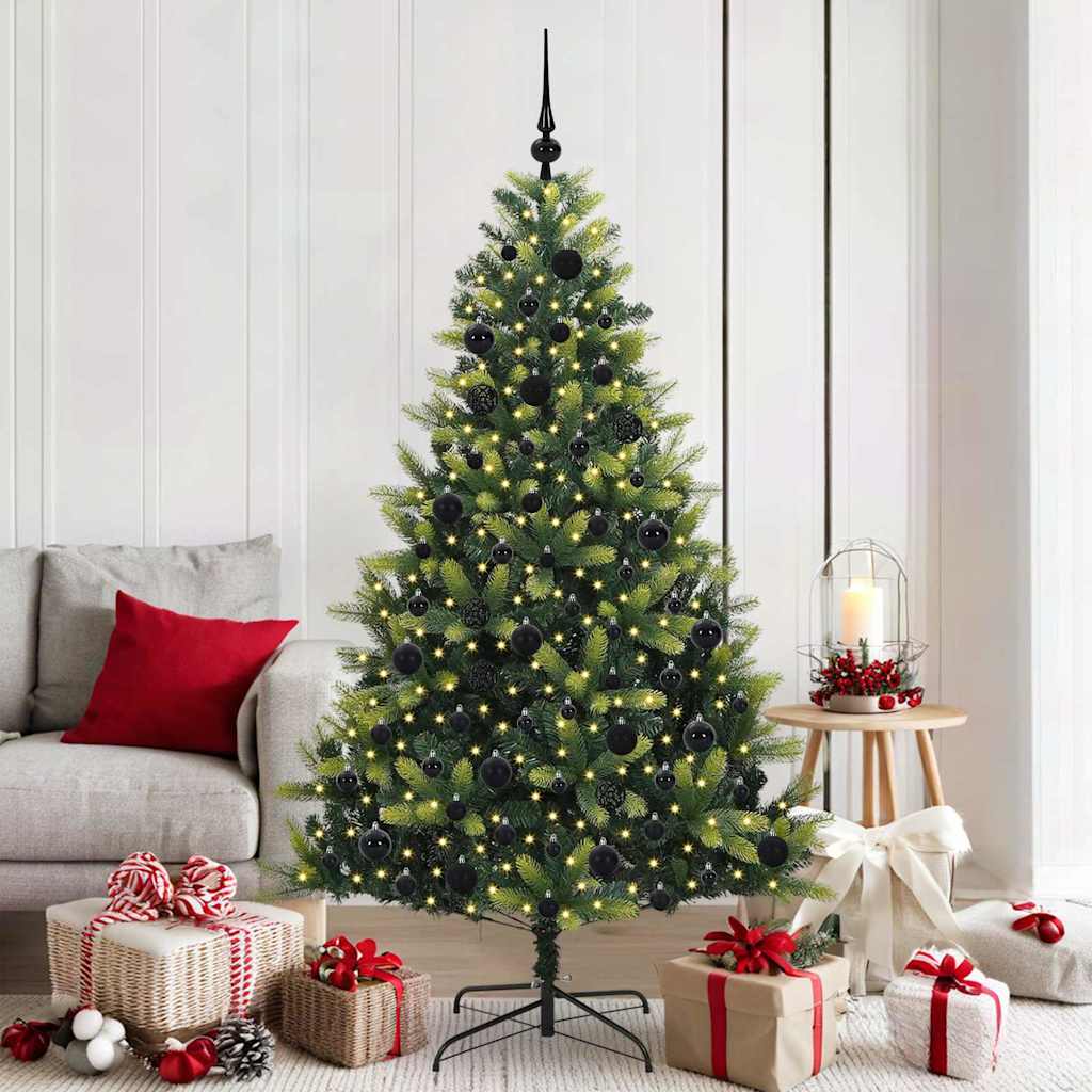 Tehis hingedega jõulupuu 300 LED-iga Roheline 180 cm PVC ja PE