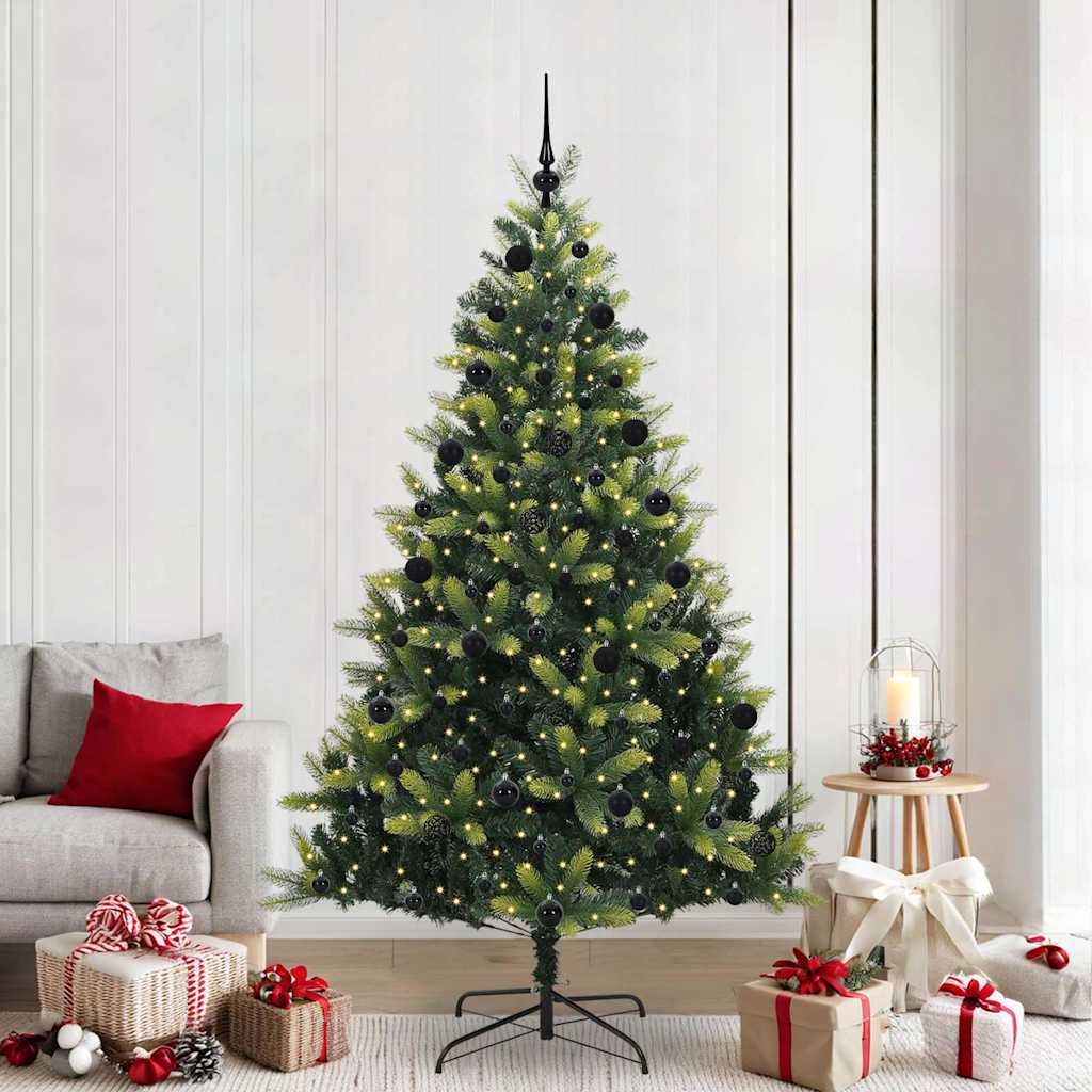 Tehis hingedega jõulupuu 300 LED-iga Roheline 210 cm PVC ja PE