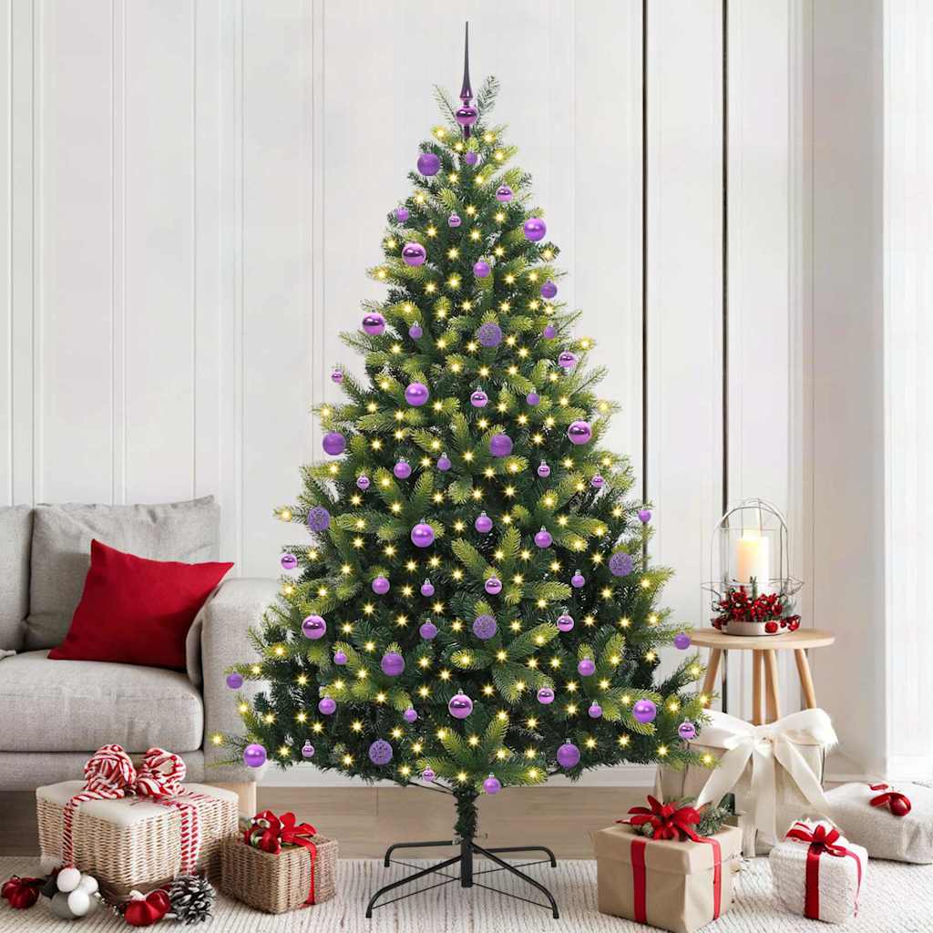 Tehis hingedega jõulupuu 300 LED-iga Roheline 210 cm PVC ja PE