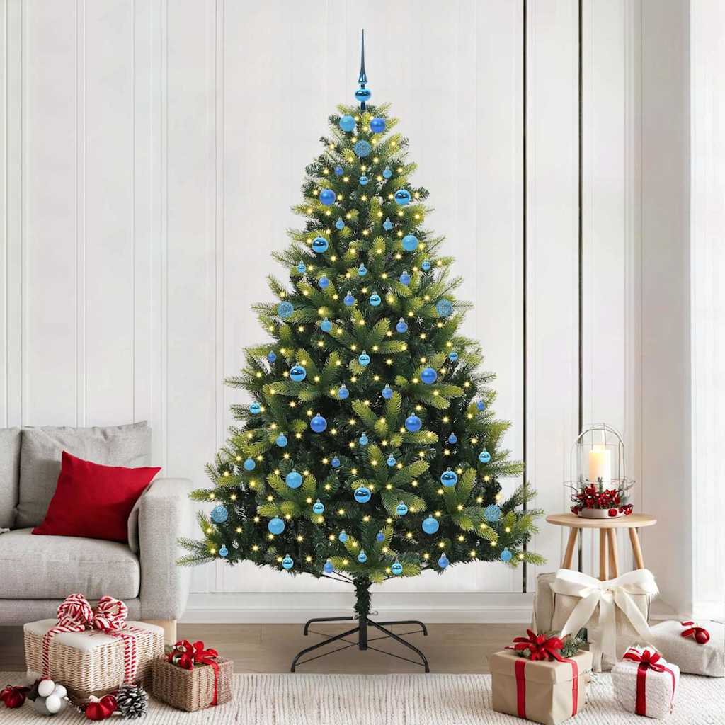 Tehis hingedega jõulupuu 300 LED-iga Roheline 210 cm PVC ja PE