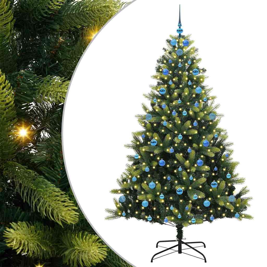 Tehis hingedega jõulupuu 300 LED-iga Roheline 210 cm PVC ja PE