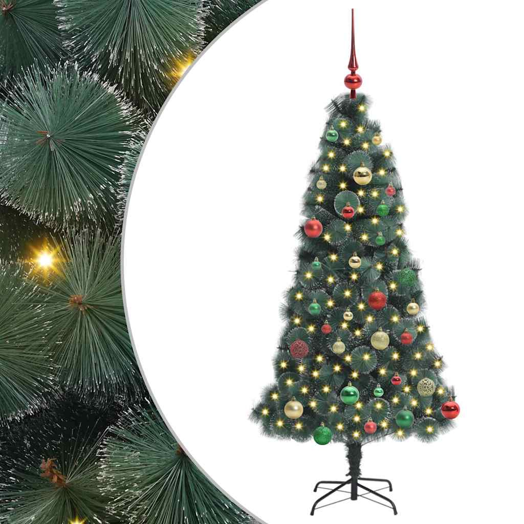 Tehisvalgusega jõulupuu pallikomplektiga Roheline 150 cm PET