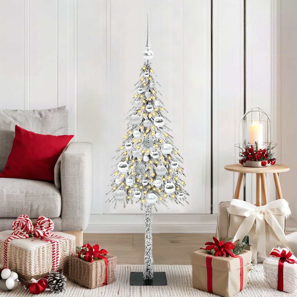 Jõulupuu koos 150 LED-iga koos alusega Valge 120 cm PE ja teras