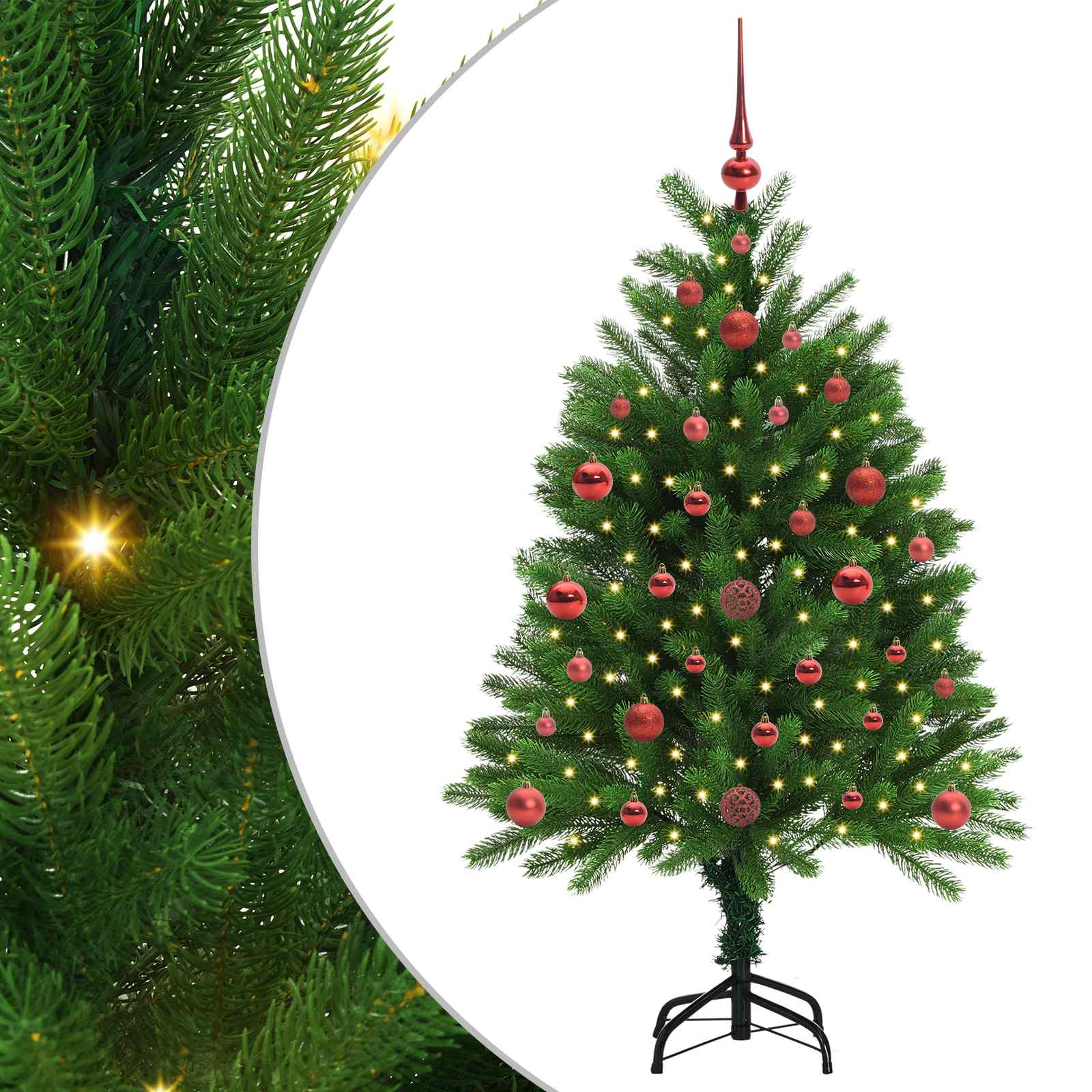 Jõulupuu koos 150 LED-iga koos alusega Roheline 120 cm PE