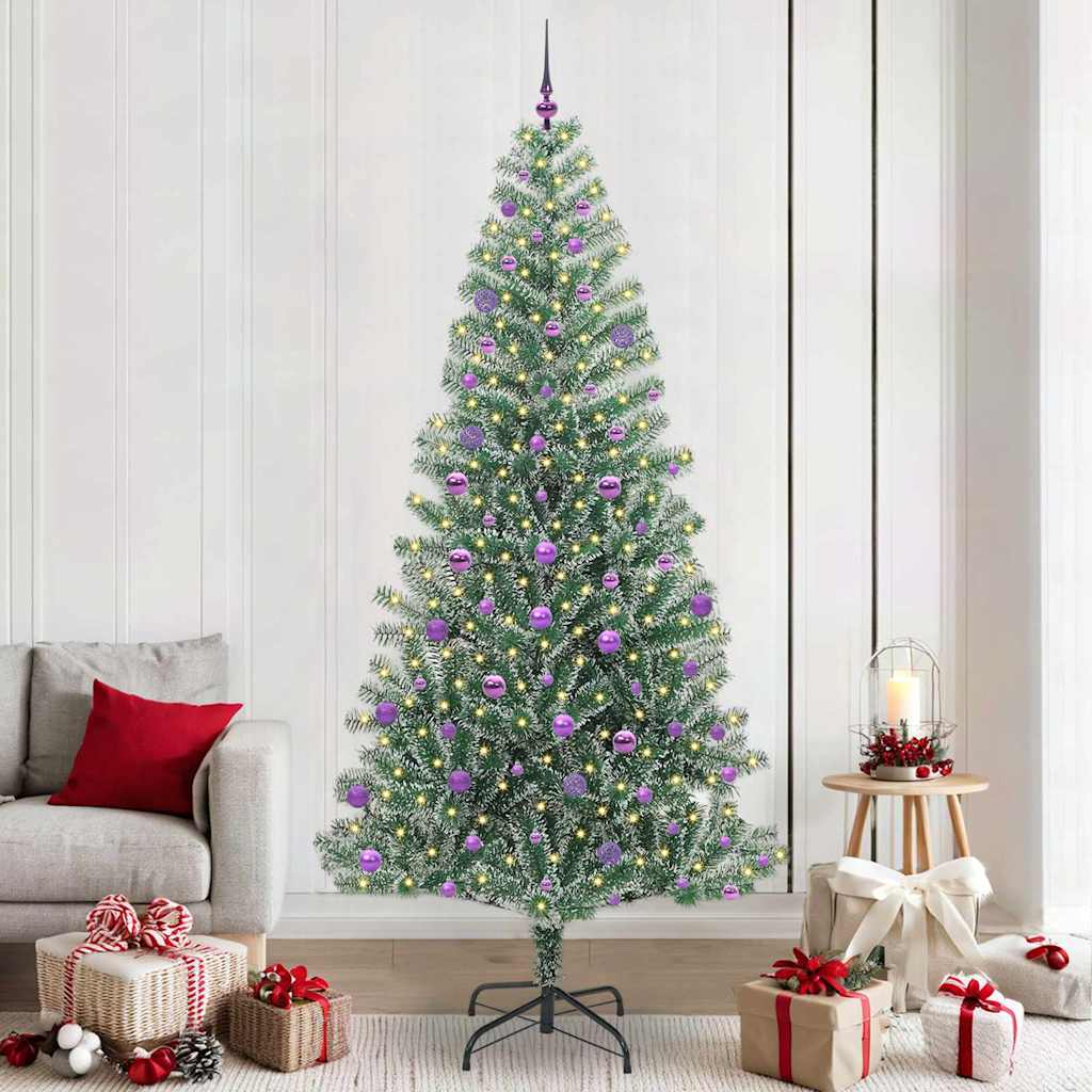 Kunstlik jõulupuu lumeja fluffiga koos LED-valgusega 240 cm