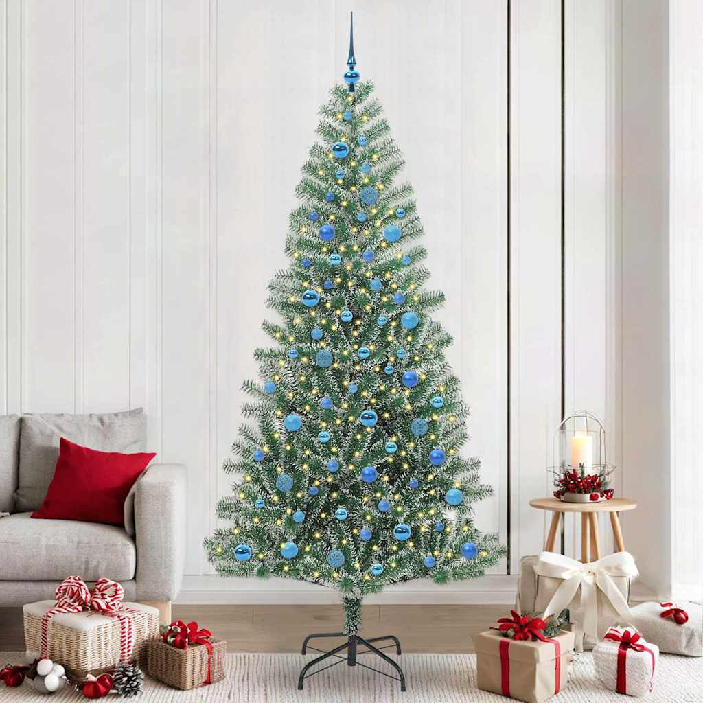 Kunstlik jõulupuu lumeja fluffiga koos LED-valgusega 240 cm