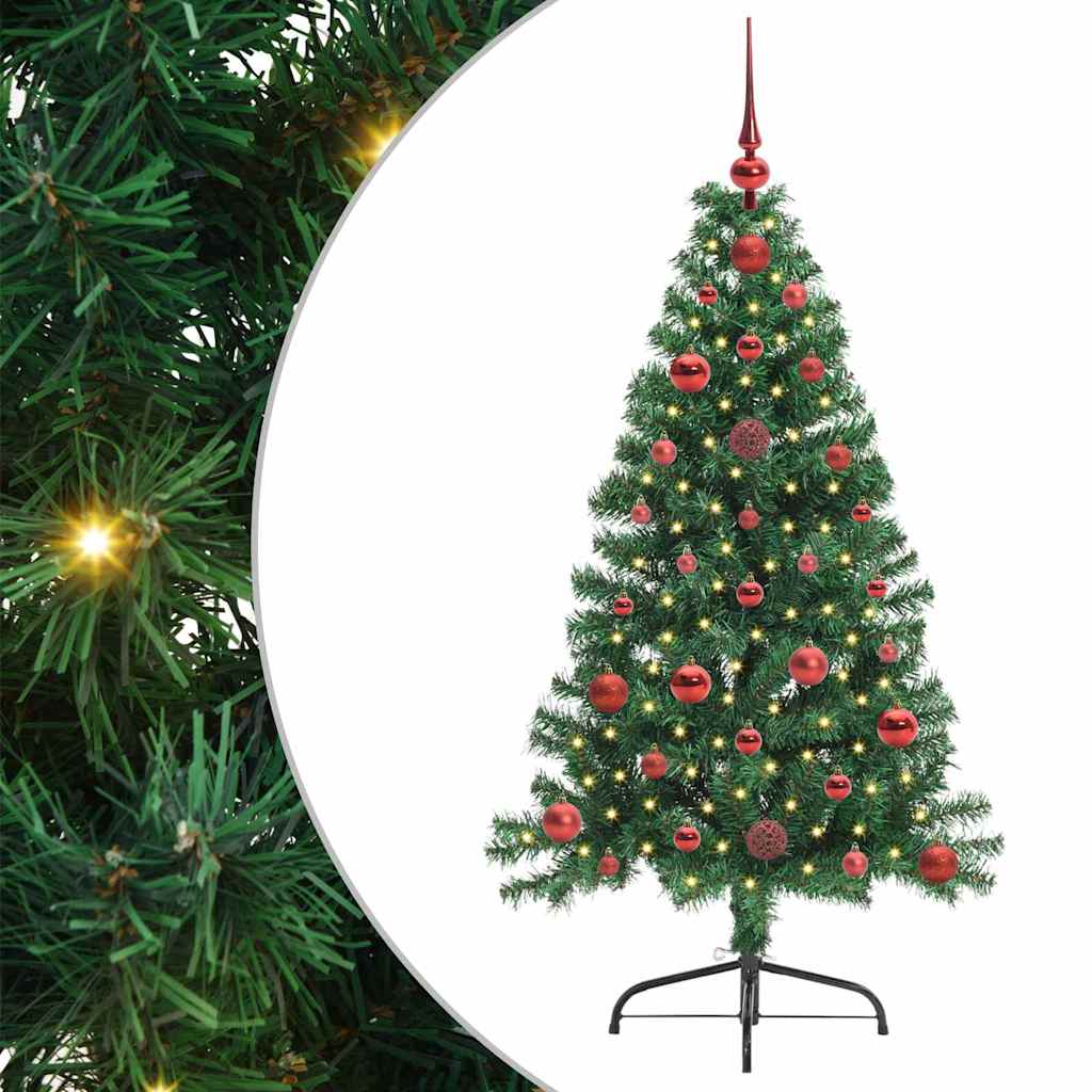 Tehis pre-lit jõulupuu koos 150 LED-iga Roheline 120 cm PVC
