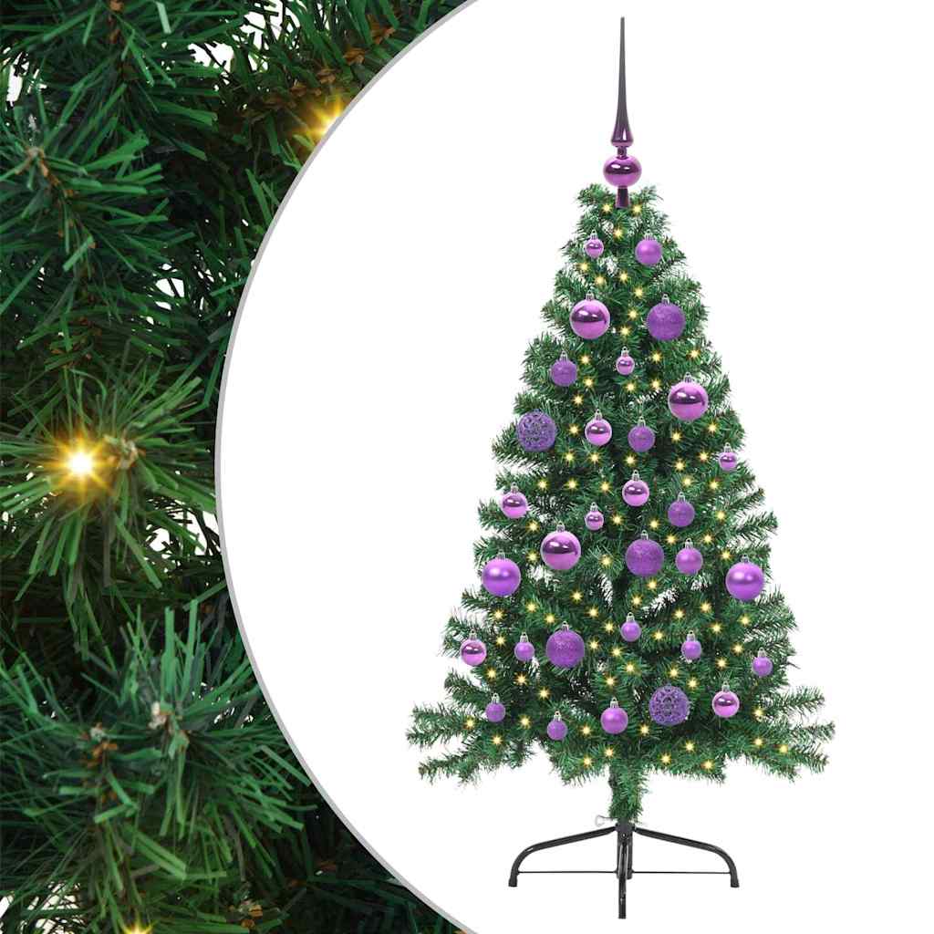 Tehis pre-lit jõulupuu koos 150 LED-iga Roheline 120 cm PVC