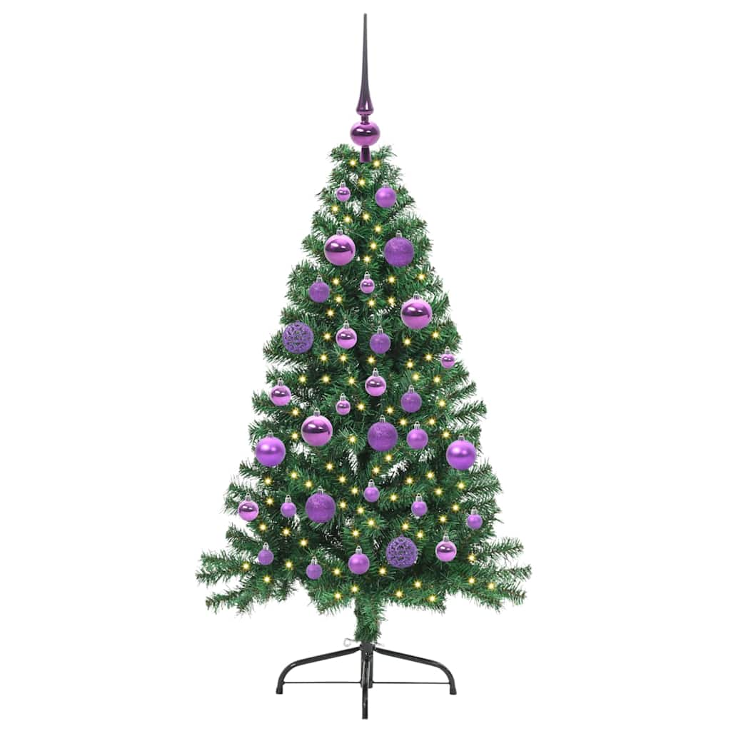 Tehis pre-lit jõulupuu koos 150 LED-iga Roheline 120 cm PVC