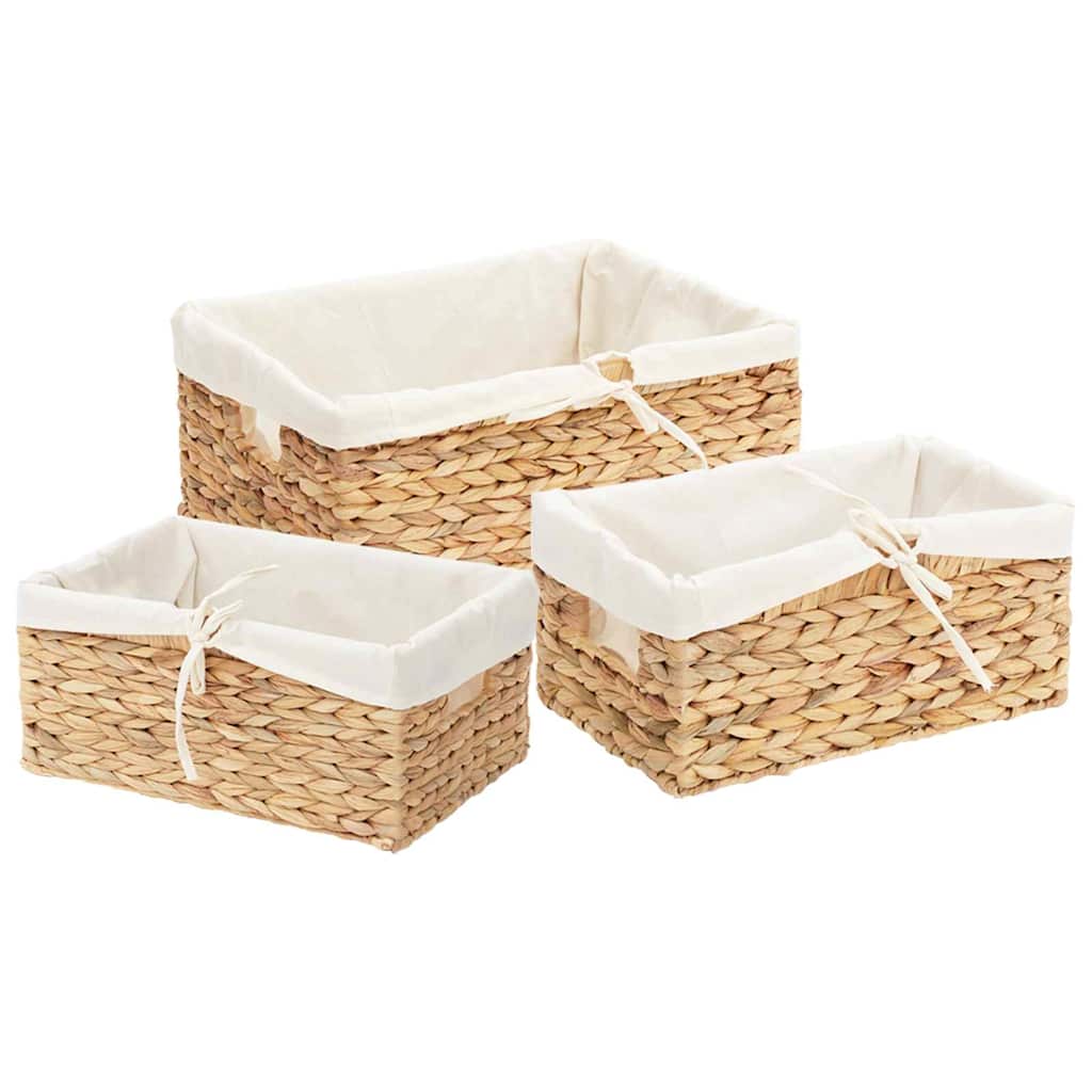 Ladustamiskorvid 3 tk Vesihüatsint 40 x 30 x 18 cm Naturaalne