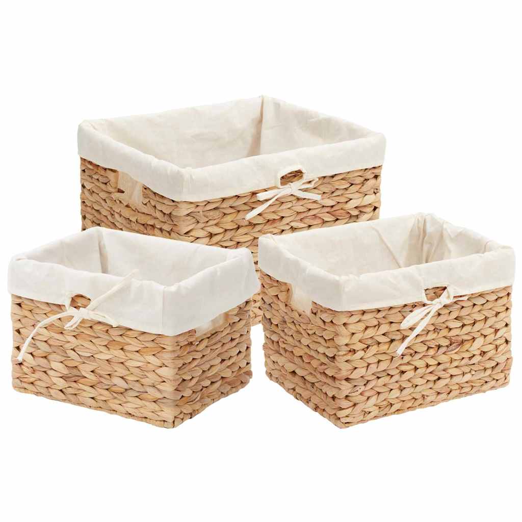 Ladustamiskorvid 3 tk Vesihüatsint 35 x 30 x 25 cm Naturaalne