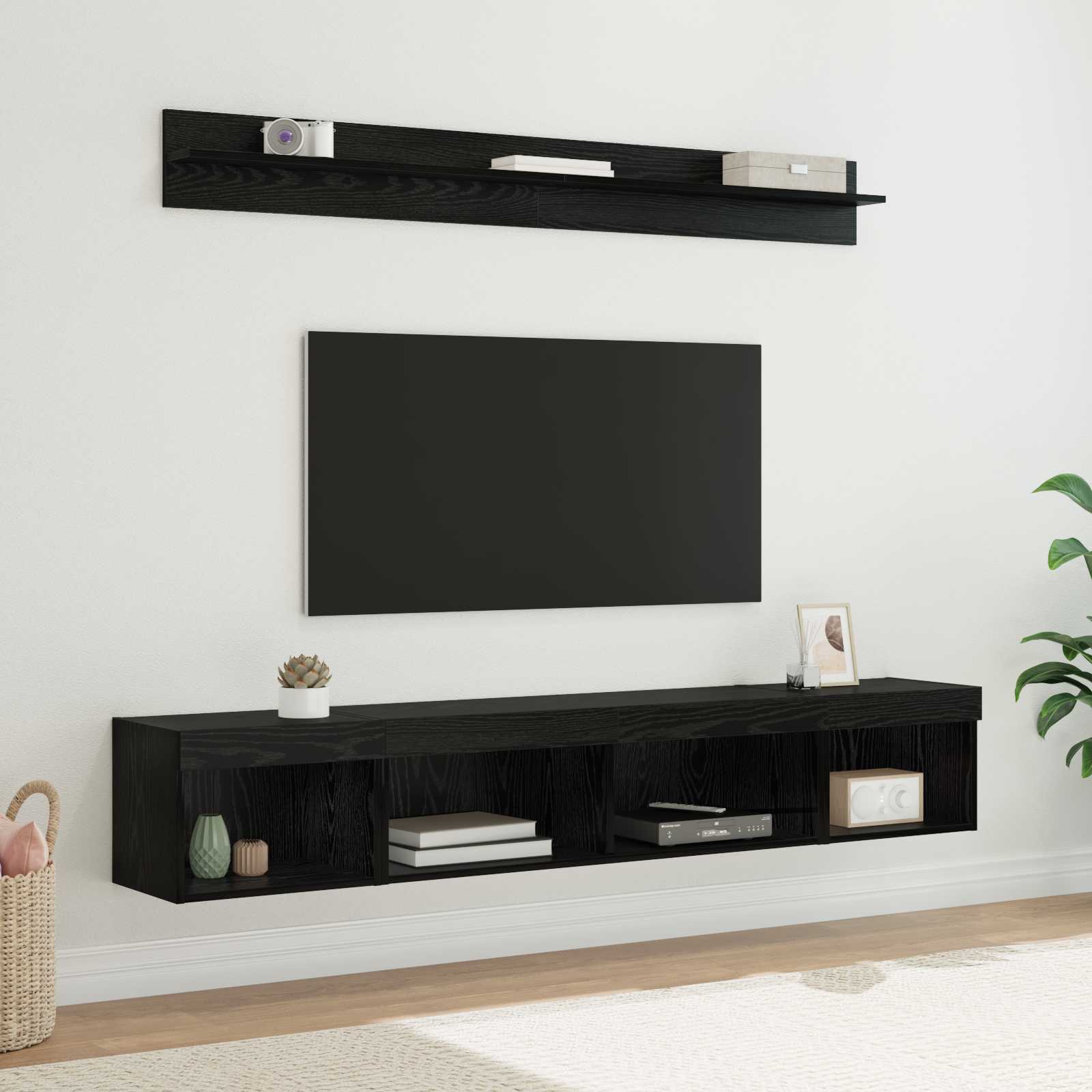 TV seinakapikomplekt 5 tk Must tamm Tehispuit